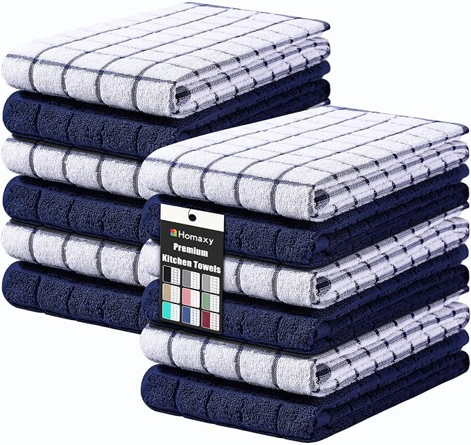 Homaxy Large Premium Cotton Kitchen Towels 16"x 28", 12 Pack, Dusty Blue by Homaxy