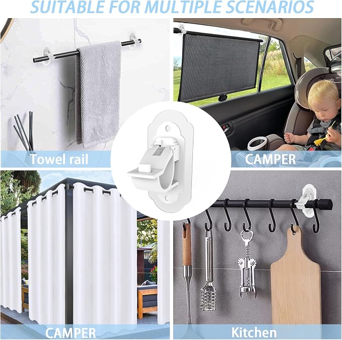 No Drill Curtain Rod Brackets， No Drill Needed Curtain Rod Holders, Adhesive - Image 4
