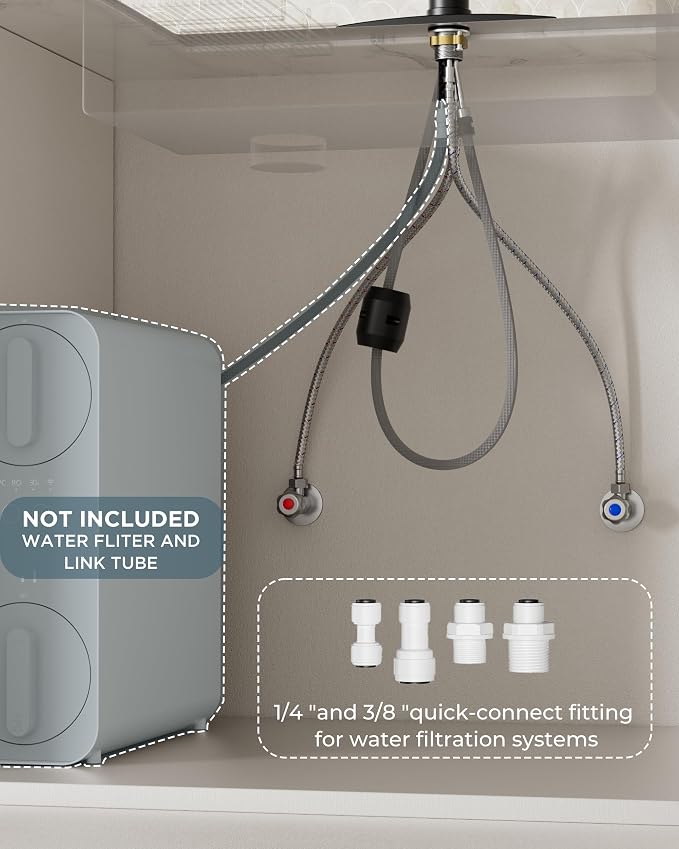 FORIOUS Kitchen Faucets with Purified Water, High Arc 2 Handle, 2-in-1 Pull - Image 6