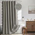 MIULEE Grey Scalloped Linen Shower Curtain 72x72 Inches by MIULEE
