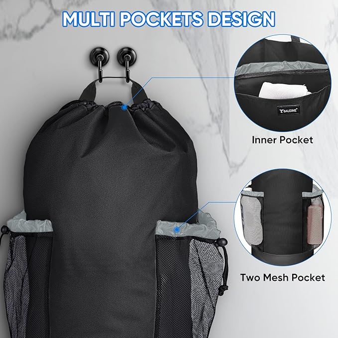 BALEINE 2PK 120L Laundry Bag Backpack, 900D Oxford Fabric Large Travel Laundry - Image 4