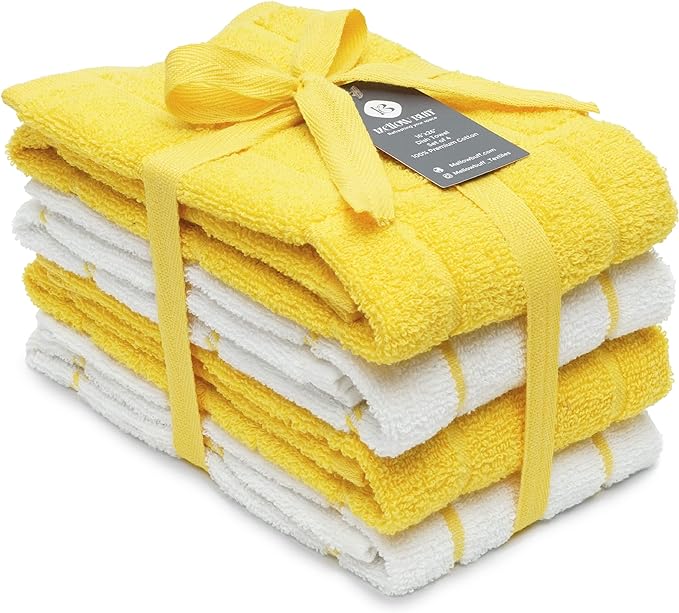 100% Cotton Terry Dish Towels, 4 pack16 x26 Inches, Super Soft and Absorbent by Ecotribe