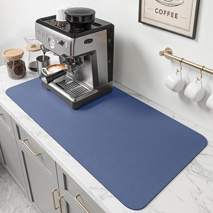 PoYang 31.5x17 Inch Coffee Mat, Extra Large Dish Drying Mat, Stain-Hiding by PoYang