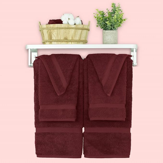 Chakir Turkish Linens 100% Cotton 6-Piece Towel Set, Cranberry | Premium Cotton - Image 4