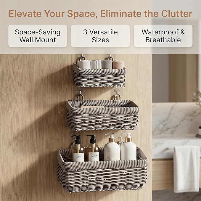 Wall Baskets, Hanging Wicker Baskets - Image 2