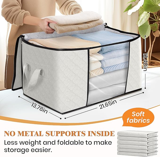 3 Pack Storage Bags for Clothes Blanket Storage Bins - Image 2
