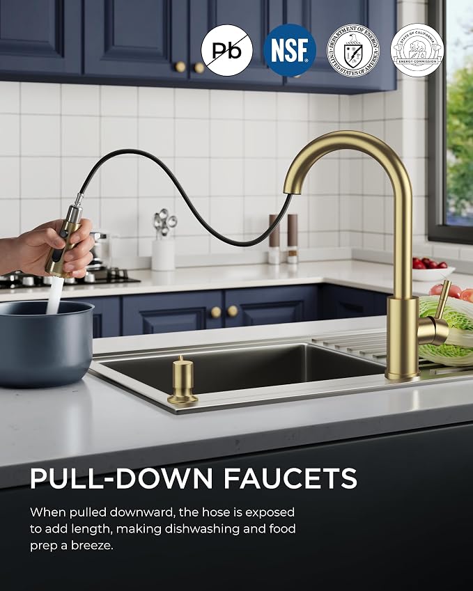 FORIOUS Gold Kitchen Faucet - Image 2