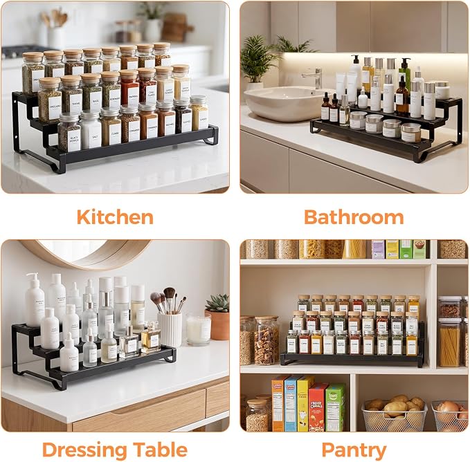 Spice Rack Organizer for Cabinet, 3-Tier Expandable 14.37"–26.02" Seasoning - Image 6