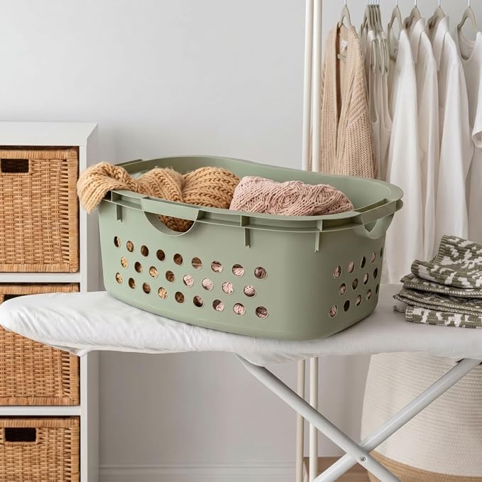 IRIS USA Laundry Basket, 51L Plastic Hip Hold Hamper, 4 Pack, Sage Green - Image 9