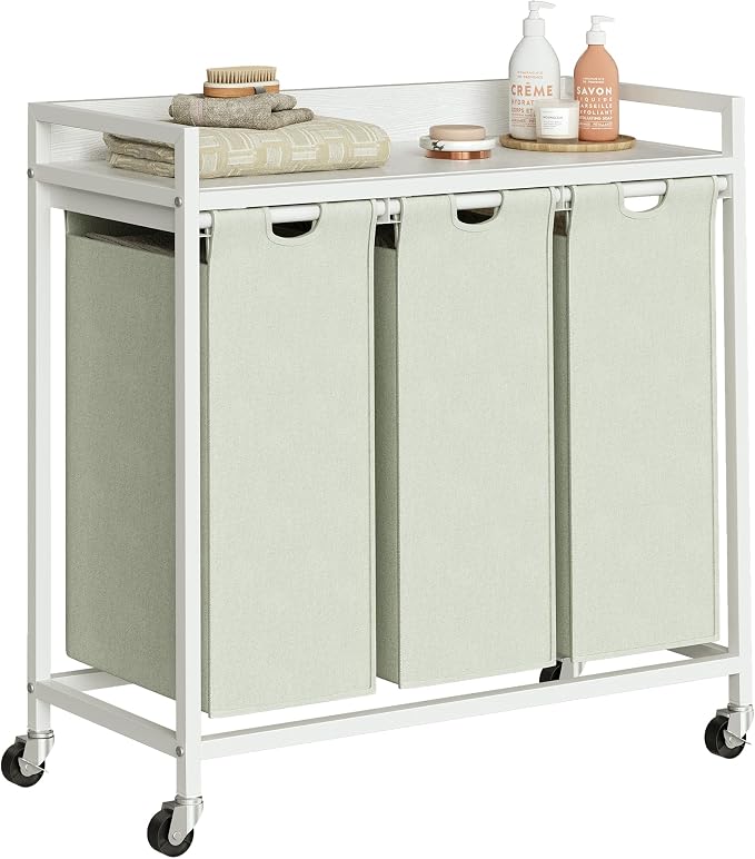 Herture Laundry Hampers with Shelf, Laundry Basket 3 Section, 3 x 15.87 Gal by Herture