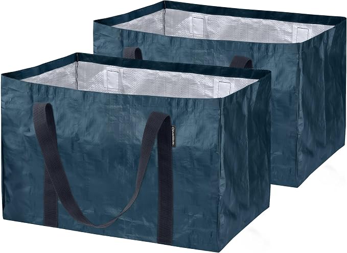 CleverMade XXL Storage Basket Tote, 76L Storage Bag, 2 Pack, Ocean | Carry Bulk by CleverMade