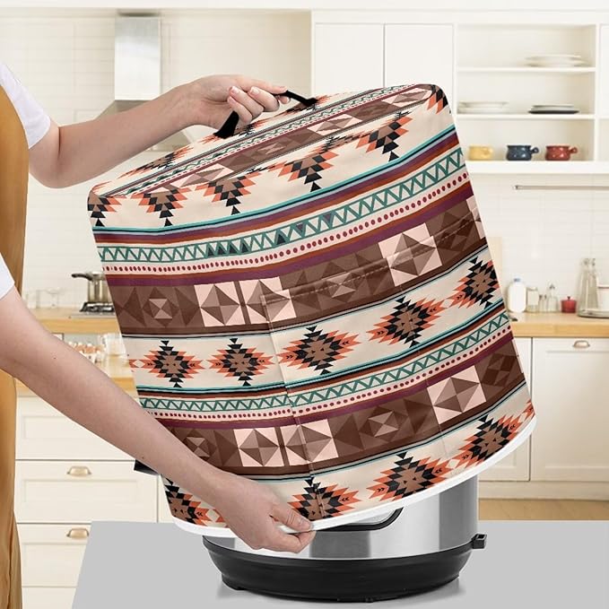 Flashideas Boho Pressure Cooker Cover for Women Dust Protection Insulated Rice Cooker Cover Water Resistant Dust Cover with Pockets for Instant Pot 6 Quart Vintage Appliance Cover for Kitchen