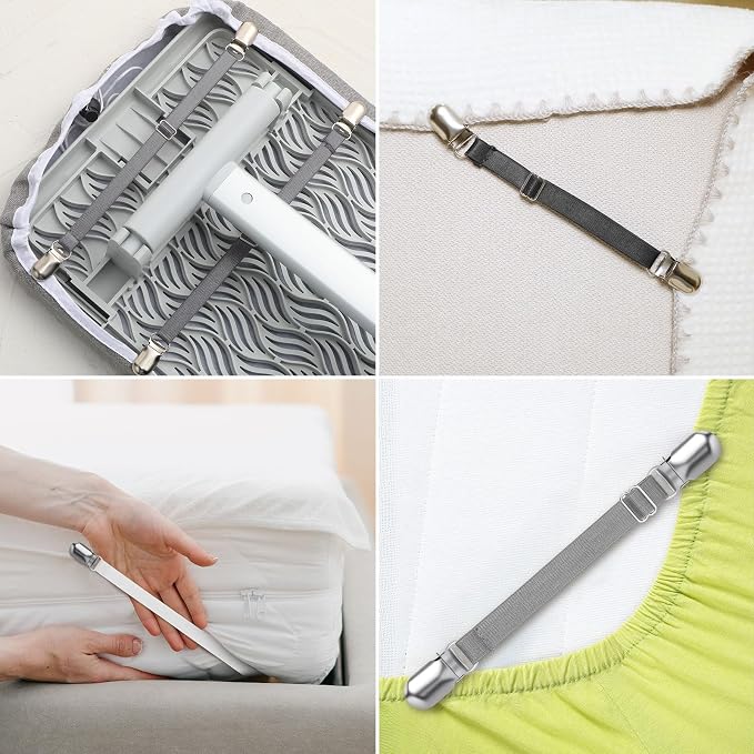 Boao 12 Pcs Bedsheet Strap Elastic Clip, 8-12 Inch Length | Sturdy Metal Clips - Image 7