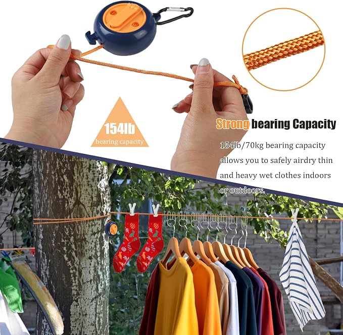 32Ft Portable Travel Clothesline Caudblor Adjustable Camping Clothes Laundry - Image 5