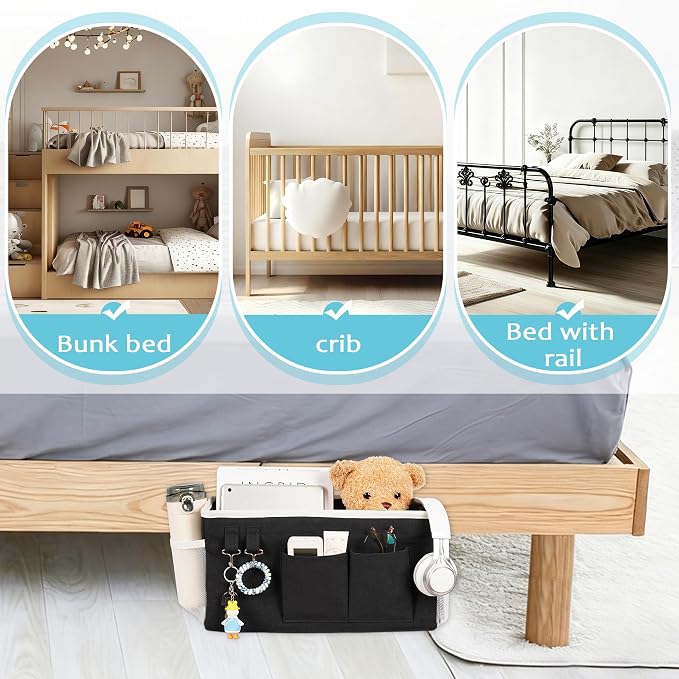 Bedside Caddy, Bedside Storage Bag Hanging Organizer - Image 5