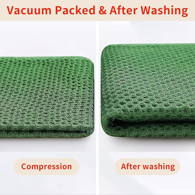 Homaxy 100% Cotton Waffle Weave Kitchen Dish Towels 8-Pack, Grass Green | 13 x - Image 7