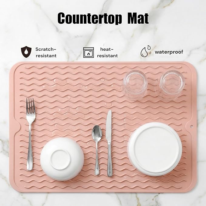 MicoYang Silicone Dish Drying Mat — Quick-Dry Ridges Counter & Sink Pad - Image 3