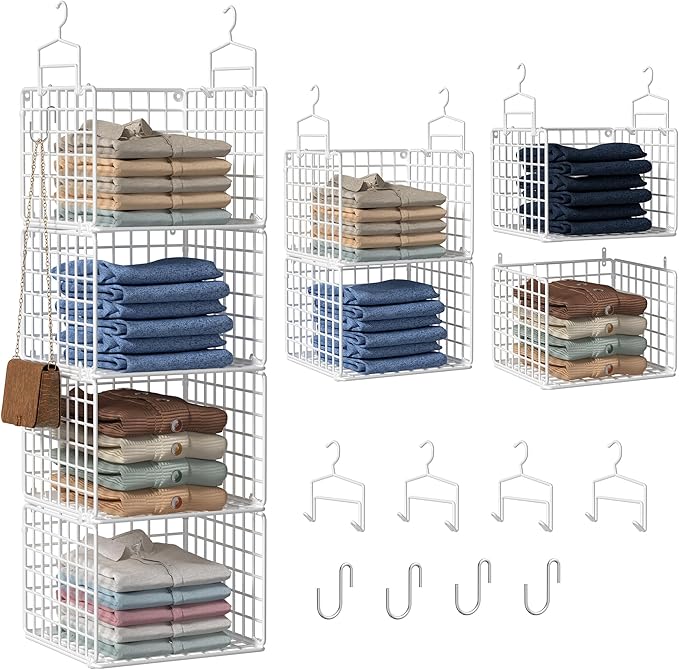 Hanging Closet Organizer, 4 Tier Metal Closet Organizers and Storage by Orapoke