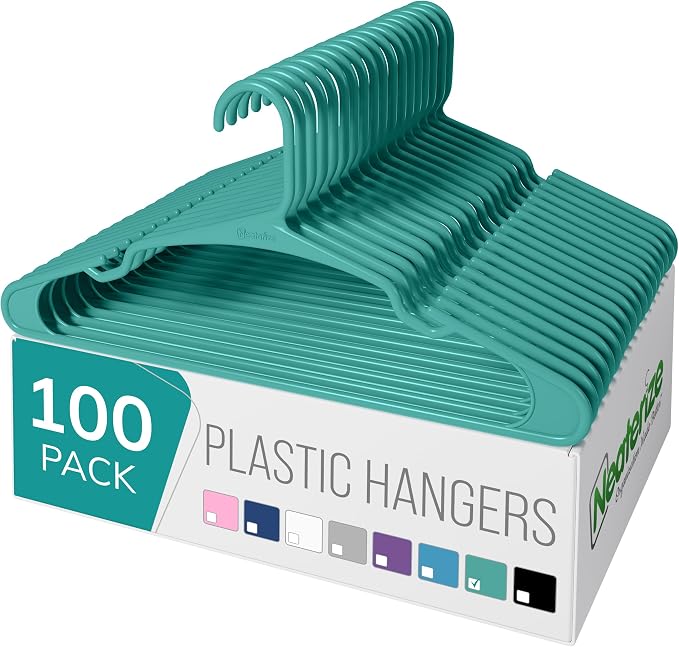 NEATERIZE Clothes Hangers Plastic 100 Pack by Neaterize