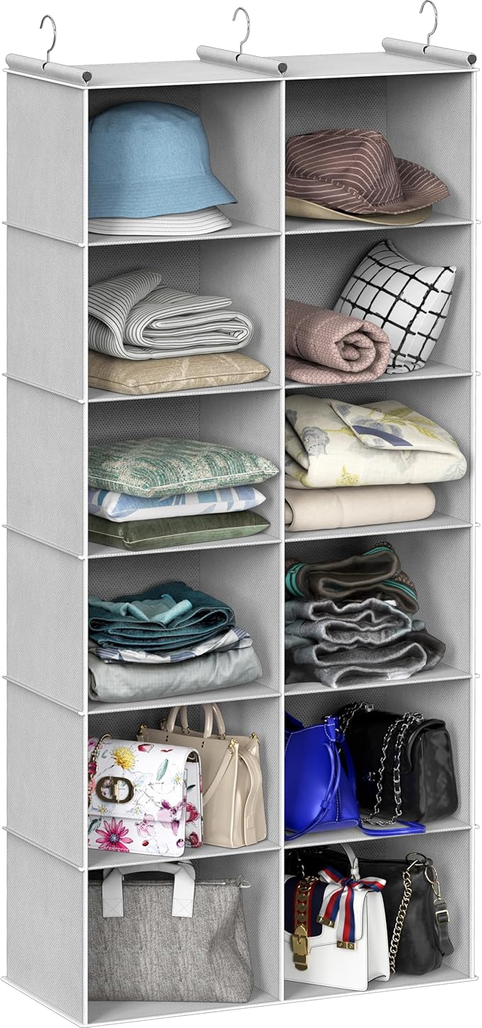 Simple Houseware 6 Shelf Double-Wide Hanging Closet Organizer, 3 Metal Hooks by SimpleHouseware