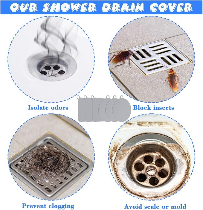 6 Pack Drain Covers for Bugs, 6 X 6 Inch, Round and Square, Anti Odor and - Image 6