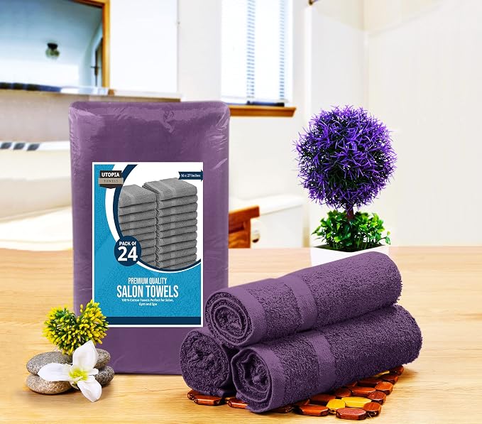 Utopia Towels - Salon Towel, and Home Hair Care, Plum | Highly Absorbent - Image 2
