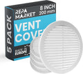 Repa Market 8 Inch (Opening) White Round Air Vent Cover - Pack of 5 Plastic Fresh Air Intake Vent - AC Cover with Nylon Mesh Screen - Wall, Ceiling HVAC Return Air Register - Modern Soffit Vents