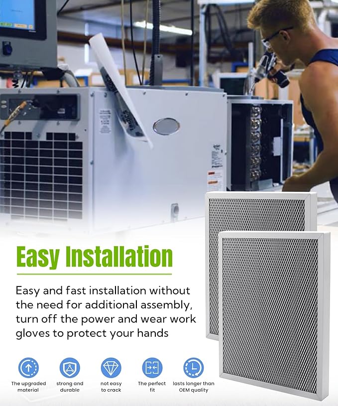 2 Packs 5443 Basement Dehumidifier Filter Fits for Whole-House Dehumidifiers Models 1830 1850 1852 and Ventilation Models 8191 8192,12″x 10″x 0.8″Washable MERV 8 Filter Replacement