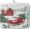 Winter Red Truck Dish Drying Mat Christmas Tree Dishes Pad 16x18 Inch Dish by Giwawa