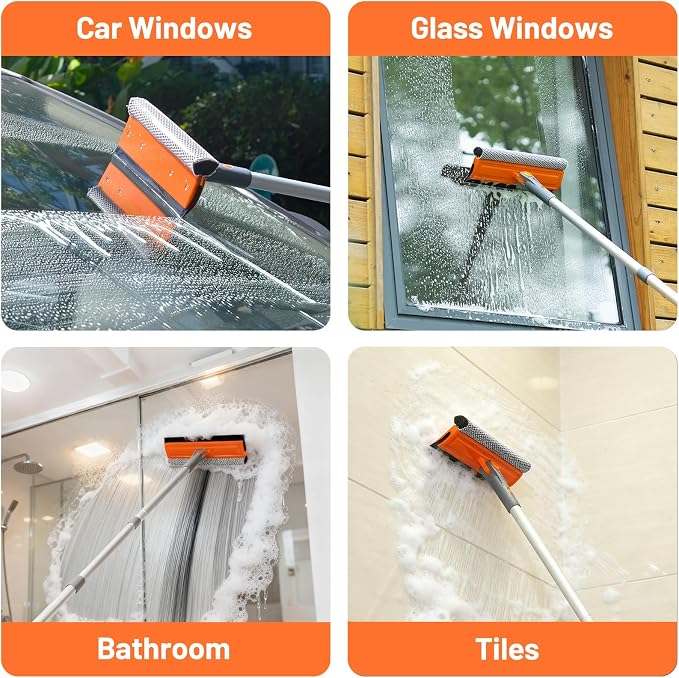 Eazer 46'' Professional Window Cleaner Tool, 2-in-1 Rotatable Squeegee - Image 7