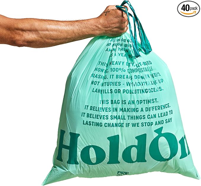 HoldOn Compostable Tall Kitchen Drawstring Bags by HoldOn