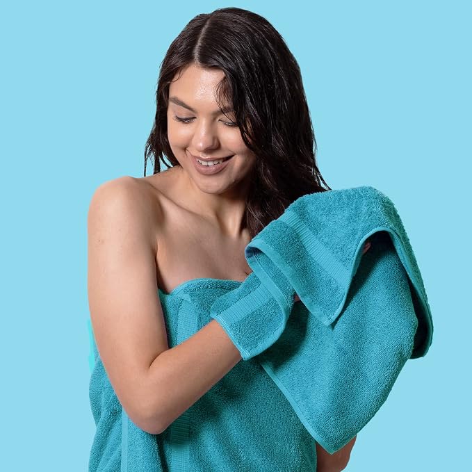 Chakir Turkish Linens 100% Cotton 6-Pack Hand Towels 16x30, Aqua | Premium - Image 2