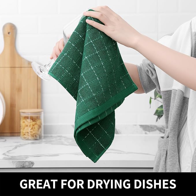 Homaxy Kitchen Towels and Dishcloths Set, Dark Green - Image 5