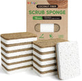 Natural Kitchen Sponges-12 Pack, Cellulose & Coconut Scrubber Dish Sponges | by Derloyo
