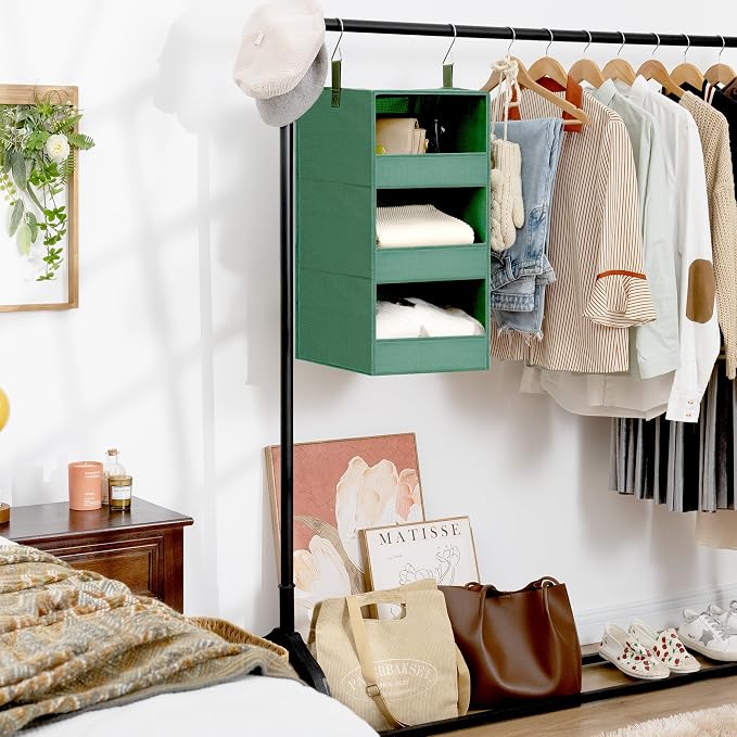 GRANNY SAYS 3-Shelf Hanging Closet Organizer, Foldable Storage, Dark Green | 33 - Image 6
