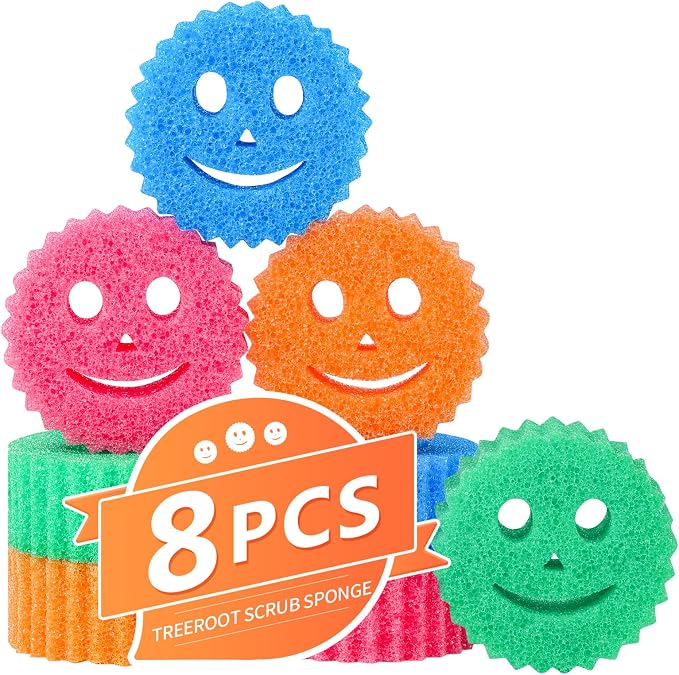 Treeroot 8 Pack Colorful Smile Scrub Sponges, Temperature Controlled by Unknown