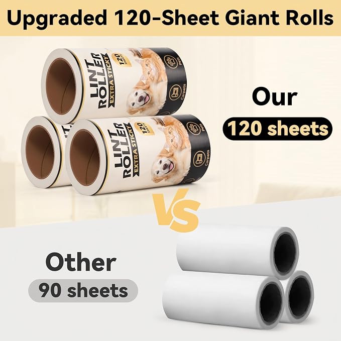 Lint Roller for Pet Hair Removal, Extra Sticky Pet Hair Rollers - Image 6