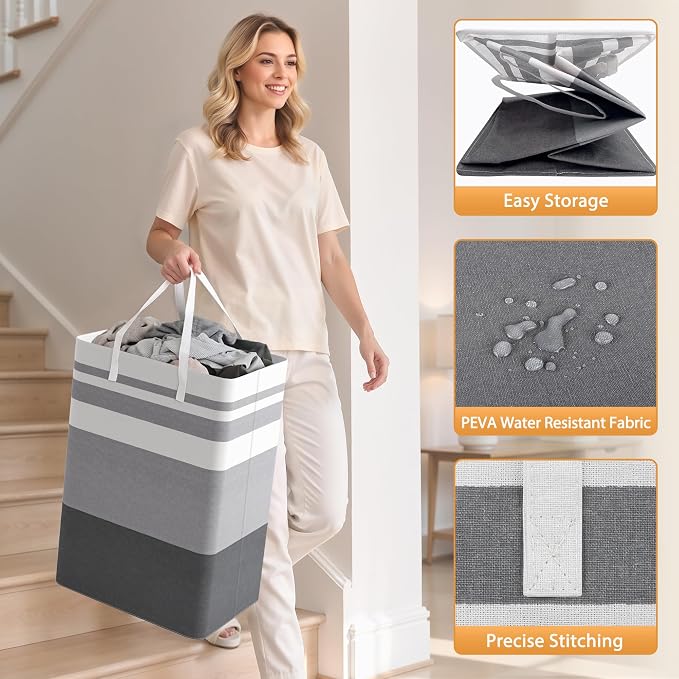 HomeHacks 2 Pack Large Laundry Baskets, Laundry Hampers Bags | Waterproof - Image 6
