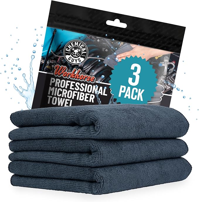 Chemical Guys, Workhorse Plush Microfiber Towels, 16 x 16 in, 3 Pack by ChemicalGuys