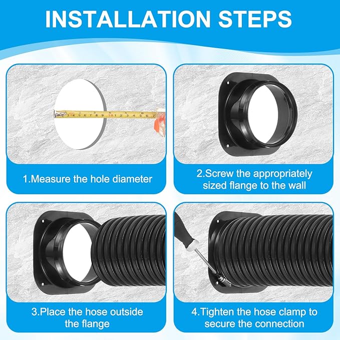 PATIKIL 10 Inch Duct Connector Flange, Galvanized Iron Straight Pipe Flange Interface Air Duct Connector with Clamp for Air Heating Cooling Ventilation HVAC System, Silver