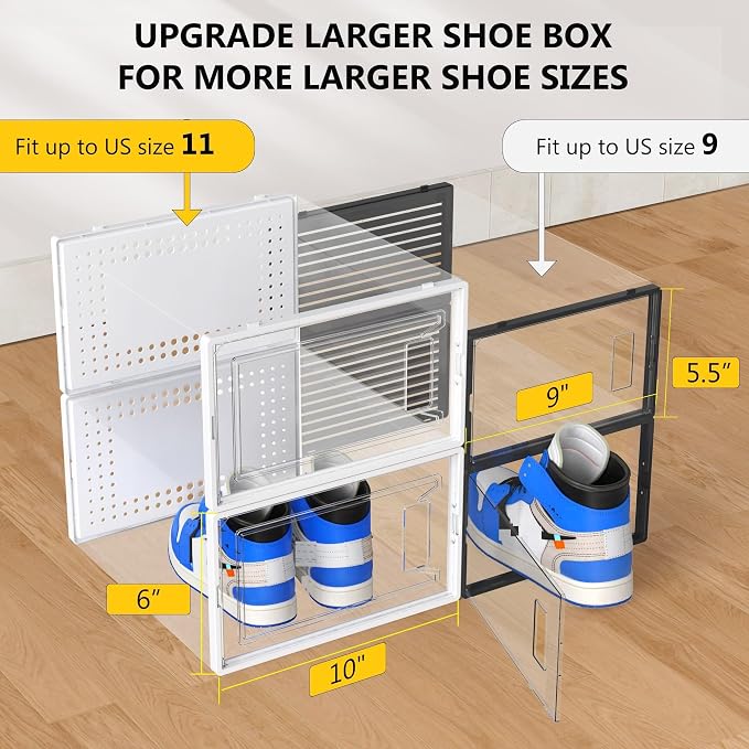 12 Pack X Large Shoe Organizer Storage Boxes - Image 5