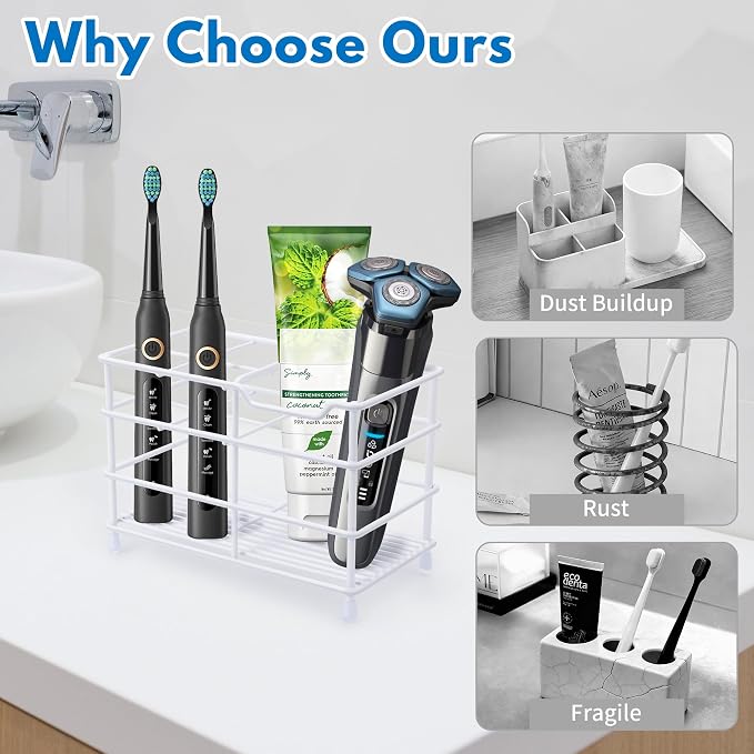 Electric Toothbrush Holders for Bathrooms 304 Stainless Steel Quick Drying | - Image 2