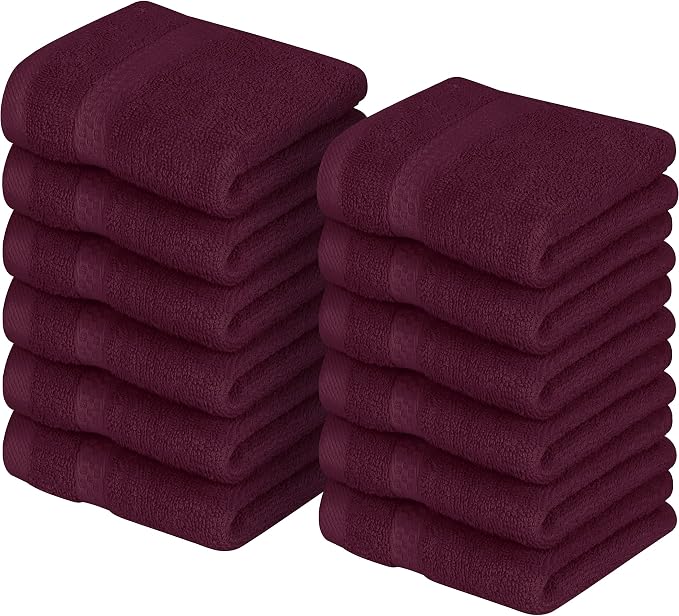 Utopia Towels 12 Pack Premium Wash Cloths, 12x12 in, 100% Cotton, Burgundy | by Unknown