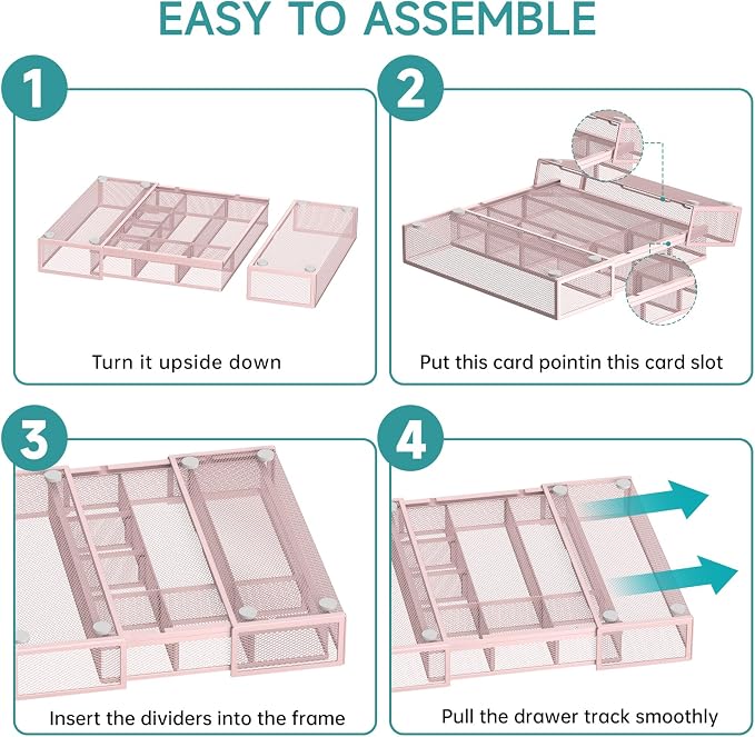 Expandable Desk Drawer Organizer, 10 Adjustable Compartments, expands from 8.74 - Image 3