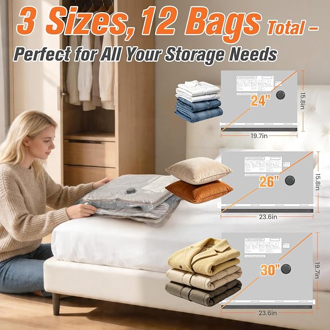 12 Pack Vacuum Storage Bags for Travel - Image 5