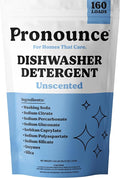 Pronounce Dishwasher Detergent - Cleaner Ingredients, Fragrance Free - Ultra Concentrated Dish Powder, Cuts Grease and Grime, Dishwasher Pods Alternative (Residue-Free). (160 Loads, Unscented)