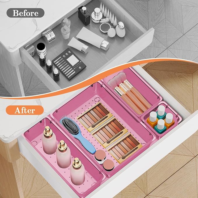 SpaceHacks 25 PCS Plastic Drawer Organizer, 4-Size Versatile Organizer Trays & - Image 4