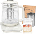 Double-Layer Electric Kettle1.5L with Stew Pot,Glass Health Pot, 9-in-1 Glass Tea Maker, Programmable Touch Panel, Stainless Steel Base for Soup, Porridge, Herbal Tea