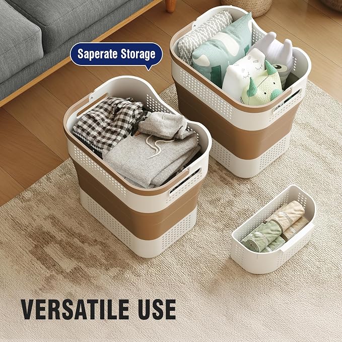 TECHMILLY Collapsible Plastic Laundry Basket Hamper - Image 6