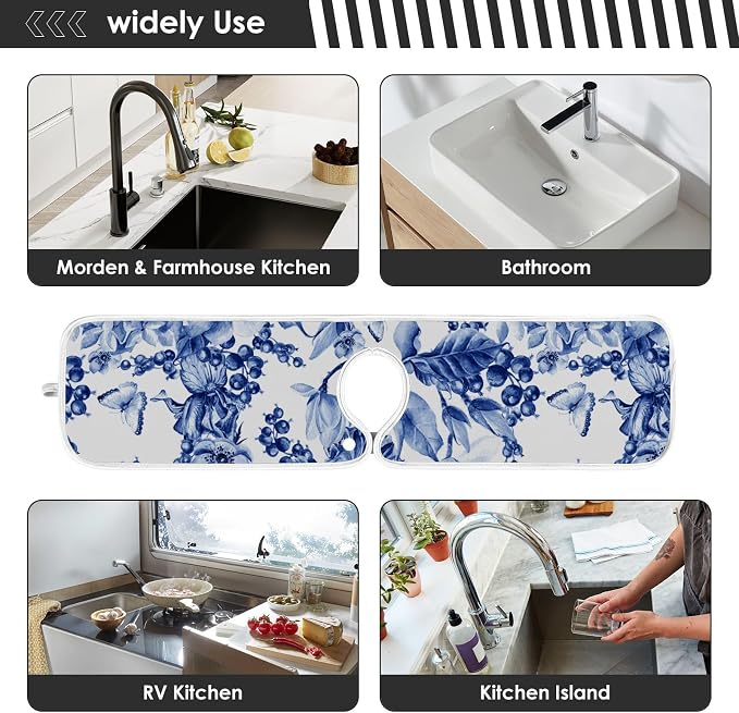 Sink Mat for Faucet Sink Splash Guard Faucet Handle Drip Catcher for Kitchen - Image 7